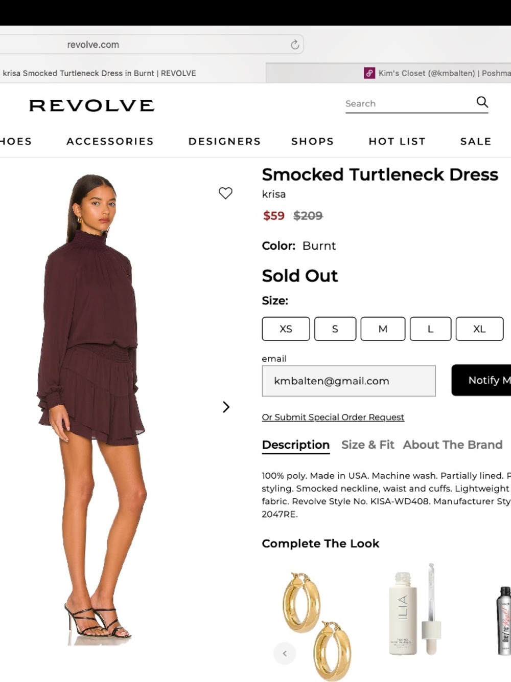 Krisa Smocked Turtleneck Dress